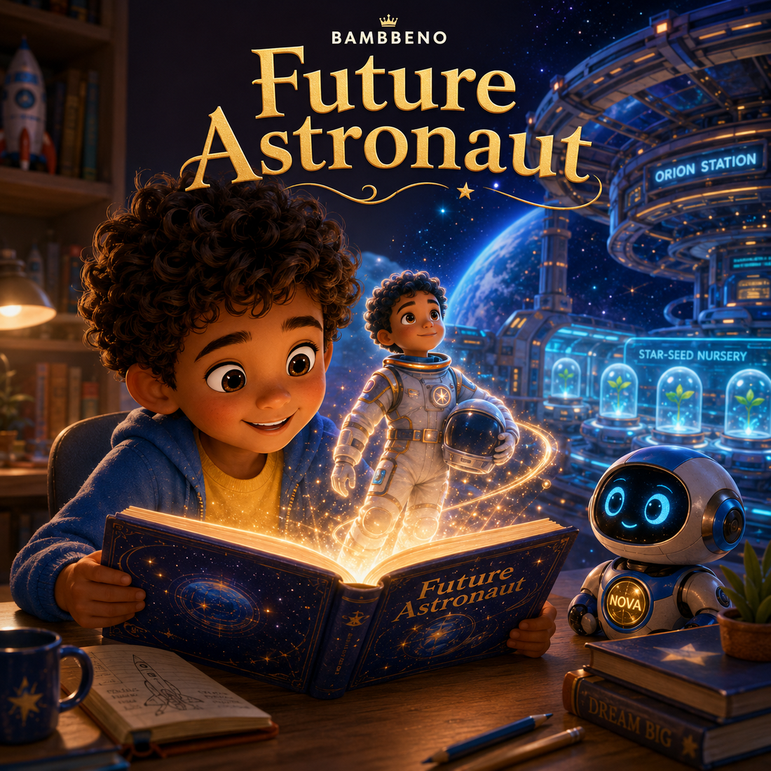 Future Astronaut personalized children story hero image for BAMBBENO