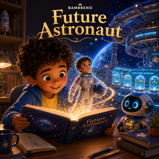Future Astronaut personalized children story hero image for BAMBBENO