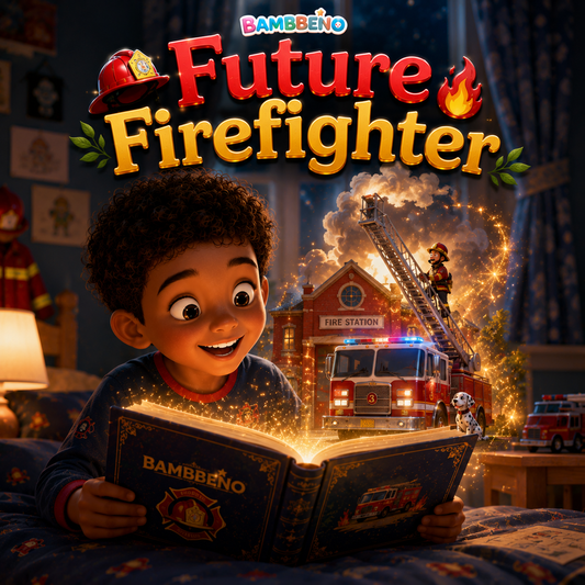 Future Firefighter personalized children story hero image for BAMBBENO