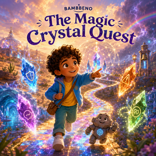 The Magic Crystal Quest personalized children story hero image for BAMBBENO