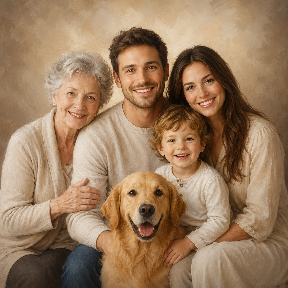 Retrato de fusión de fotos familiares
