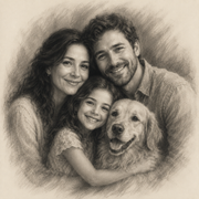 Personalized charcoal portrait artwork example 3