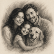 Personalized charcoal portrait artwork example 3