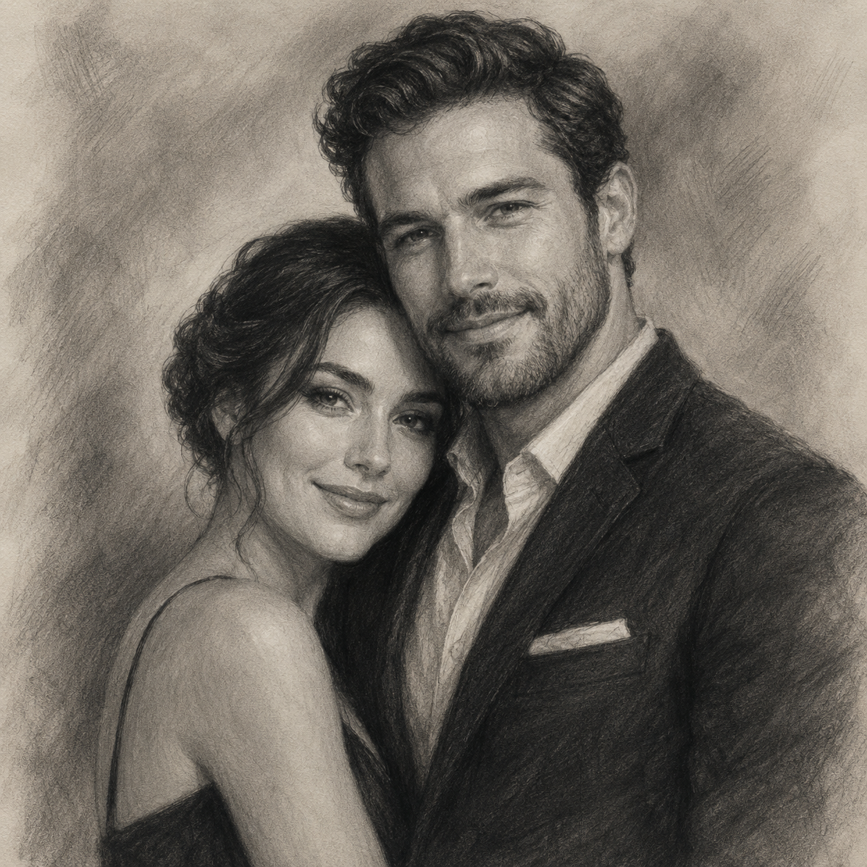 Personalized charcoal portrait artwork example 4