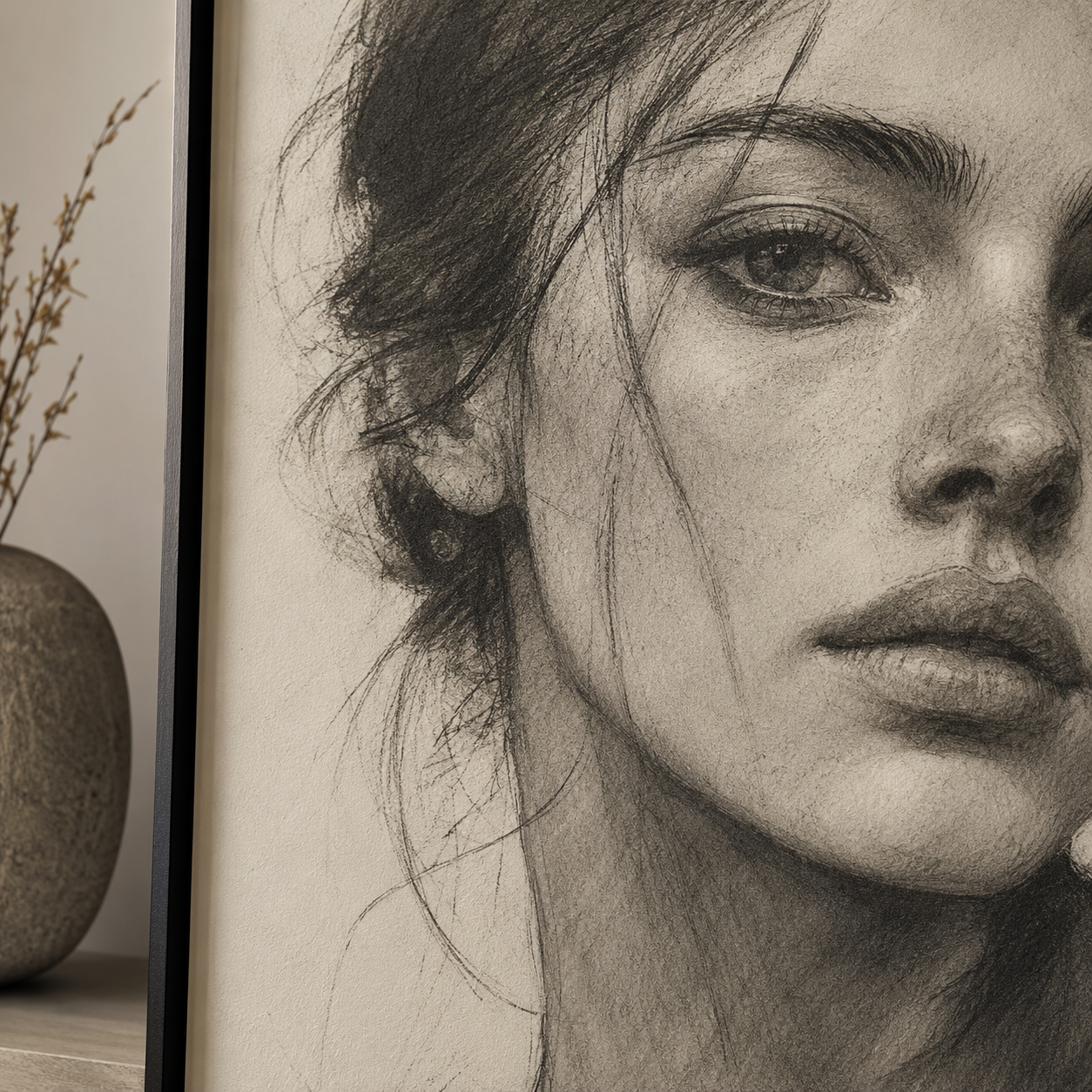 Personalized charcoal portrait artwork example 6