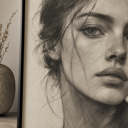 Personalized charcoal portrait artwork example 6