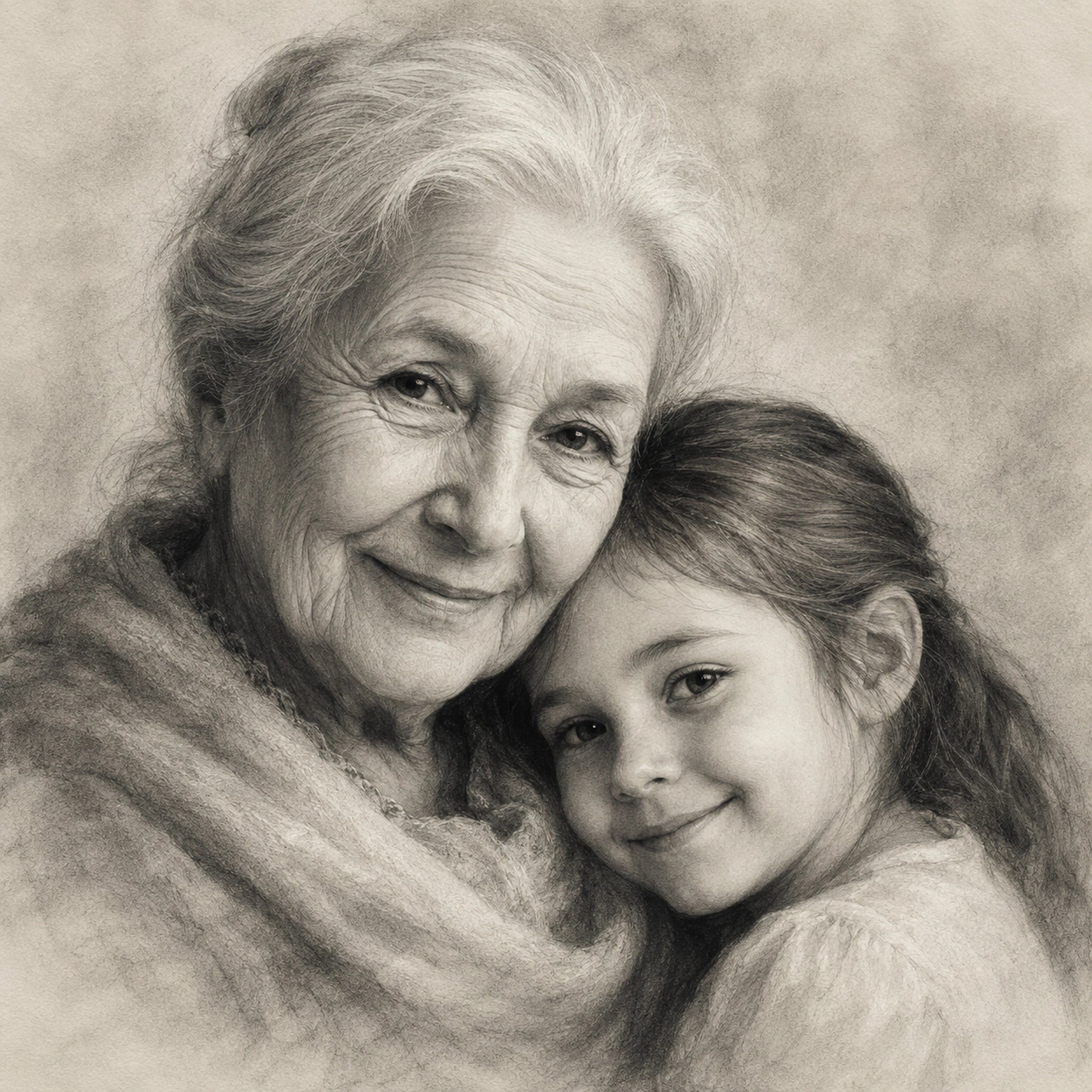 Personalized charcoal family portrait