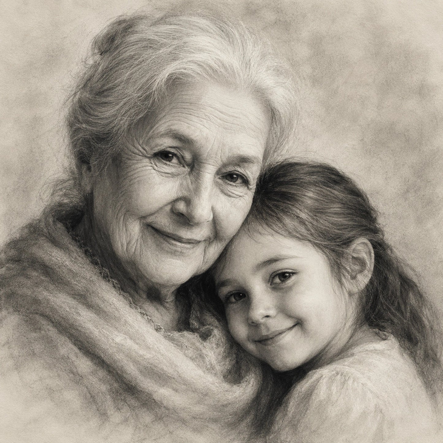 Personalized charcoal family portrait