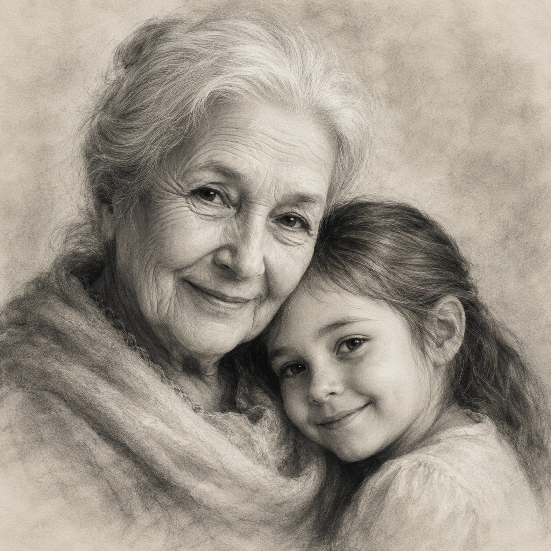 Personalized charcoal family portrait
