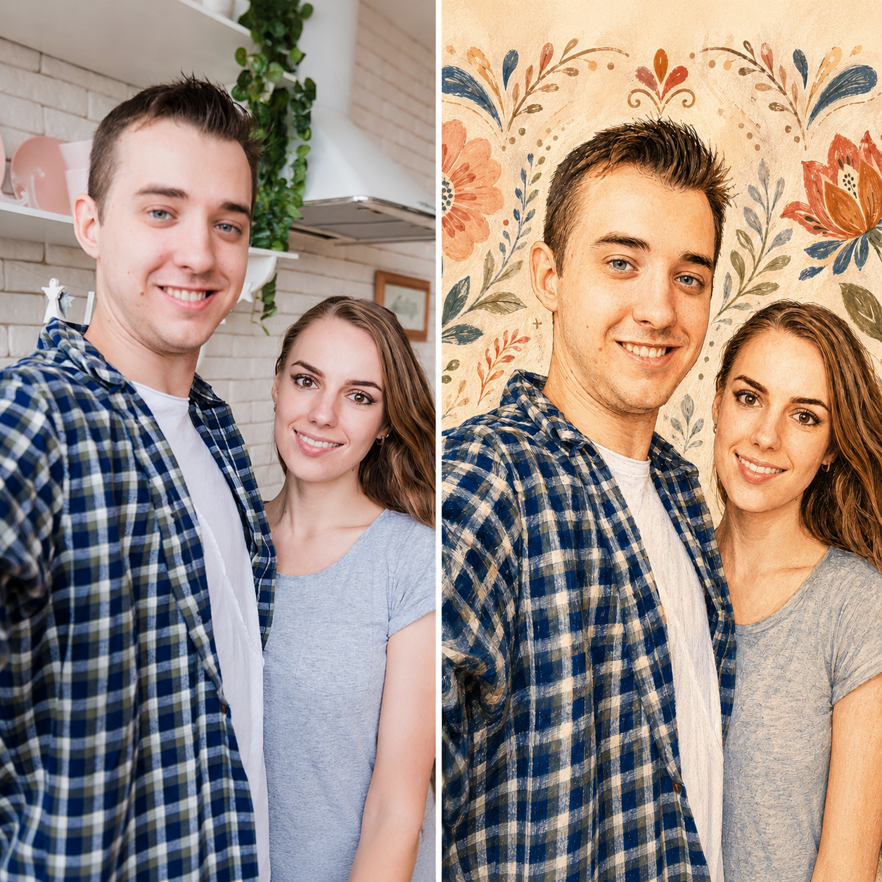 Personalized folk portrait artwork example 2