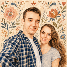 Personalized folk portrait artwork example 1
