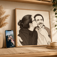 Personalized line art portrait artwork example 4