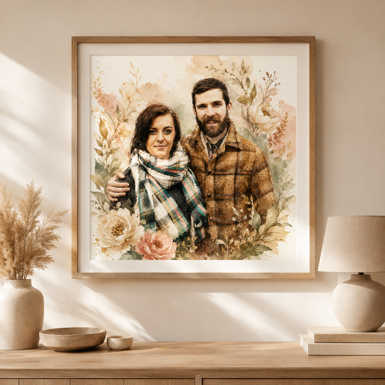 Personalized watercolor portrait artwork example 3